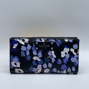 Kate Spade Wallet snap zip blue Black  7 X 3.5 See Details